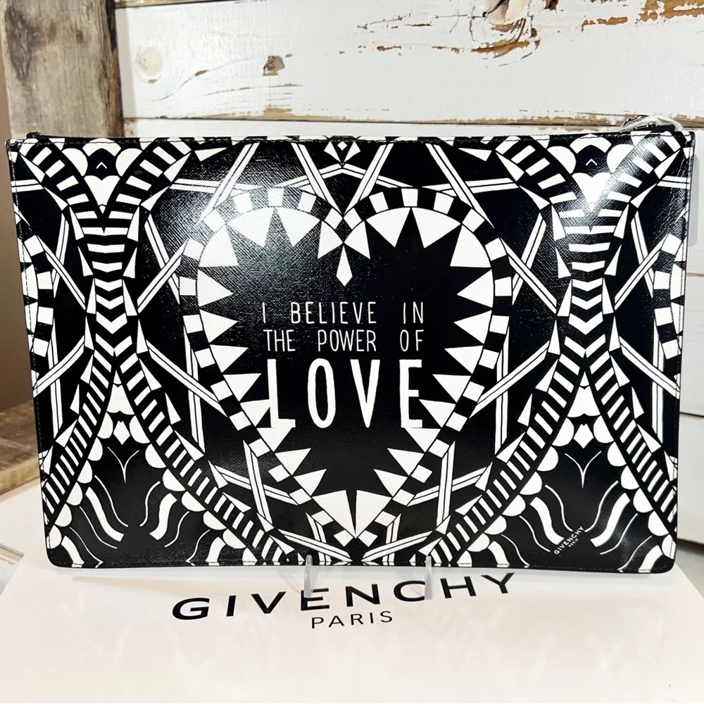 Givenchy “Power of Love” Coated Canvas Clutch/Pouch